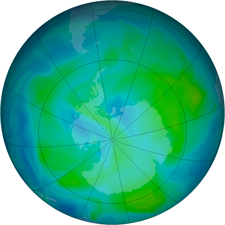 Antarctic ozone map for 09 February 2014
